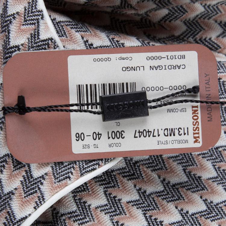 Pre Owned Missoni Multicolor Zig Zag Wool Button Down Full Length Cardigan S
