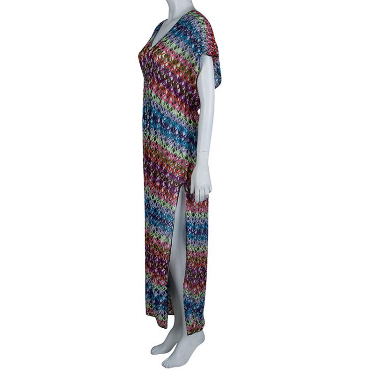 Pre Owned Missoni Mare Multicolor Knit Fish Scale Pattern Kaftan Dress M