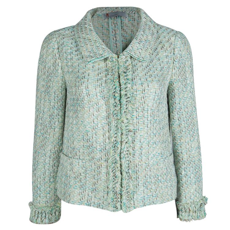 Pre Owned Missoni Green Textured Weave Pant Suit M