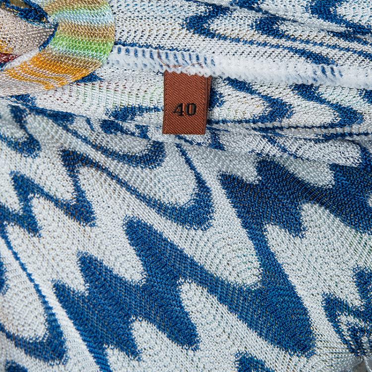 Pre Owned Missoni Mare Multicolor Knit Wave Pattern Sleeveless Sheer Jumpsuit M