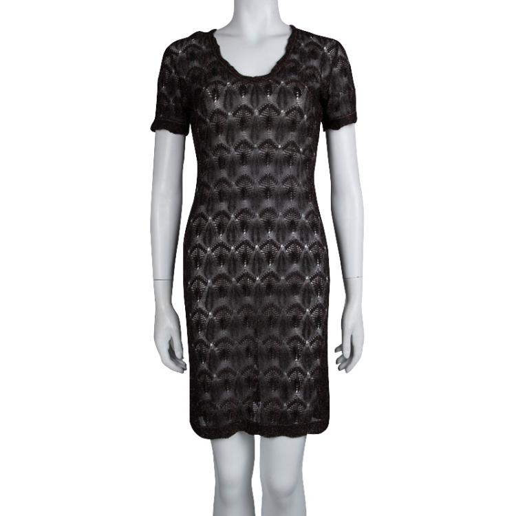 Pre Owned Missoni Black Perforated Lurex Knit Sheer Dress S