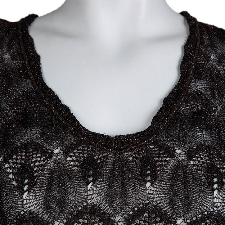 Pre Owned Missoni Black Perforated Lurex Knit Sheer Dress S