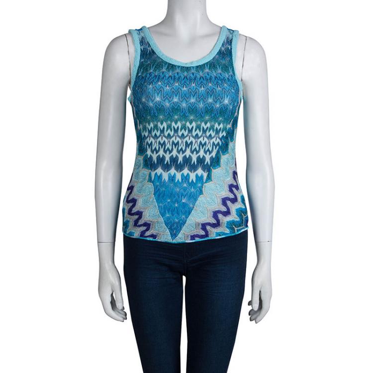 Pre Owned Missoni Multicolor Lurex Knit Sleeveless Top S