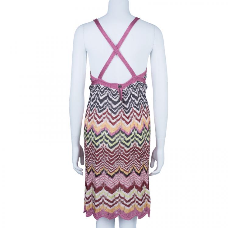 Pre Owned Missoni Multicolor Crochet Knit Dress M