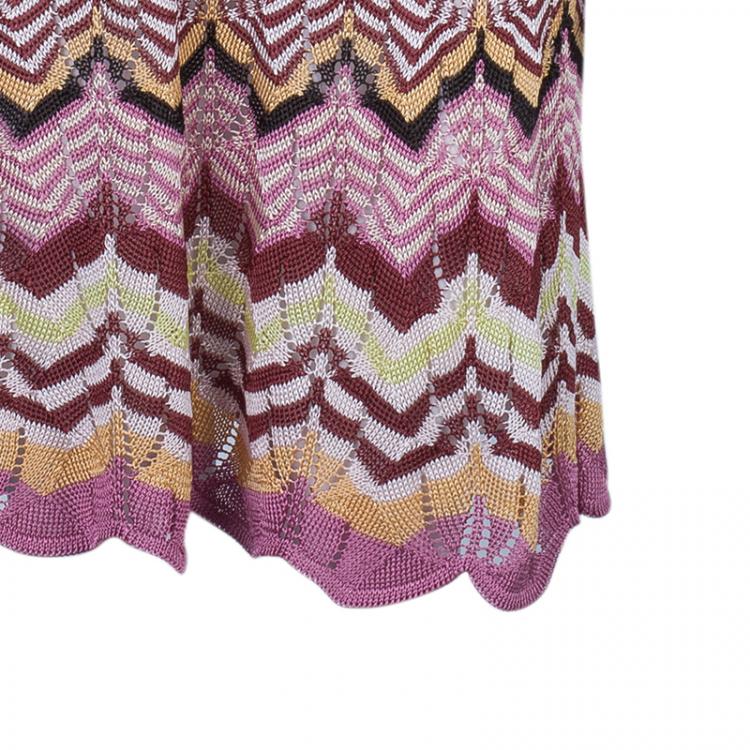 Pre Owned Missoni Multicolor Crochet Knit Dress M