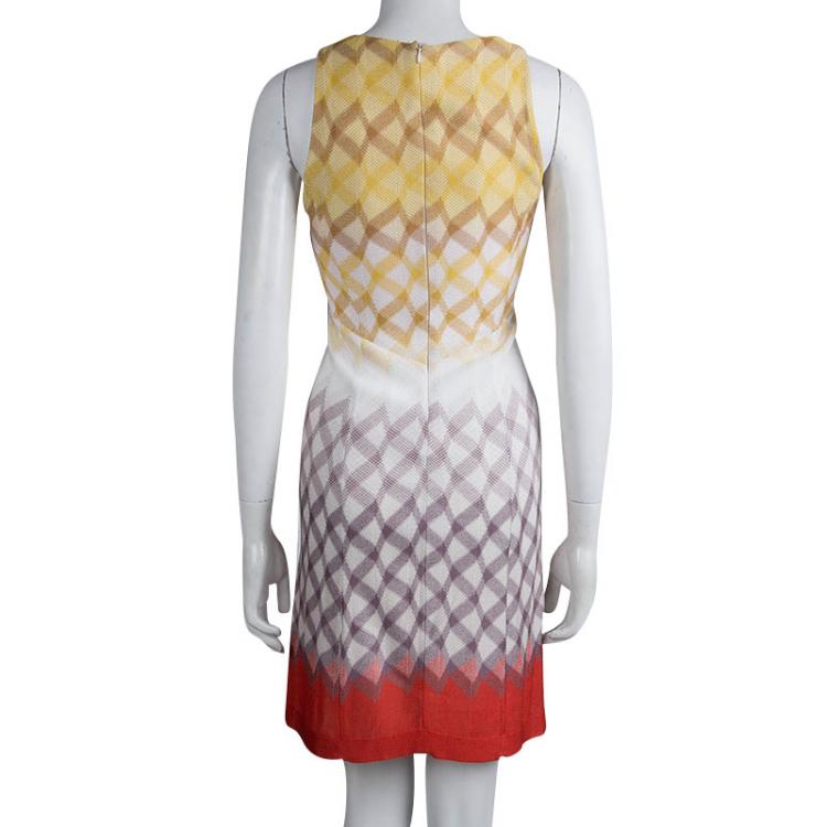 Pre Owned Missoni Multicolor Argyle Pattern Sleeveless Knit Dress S