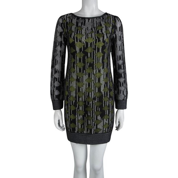 Pre Owned Missoni Monochrome Knit Contrast Lining Detail Backless Dress S