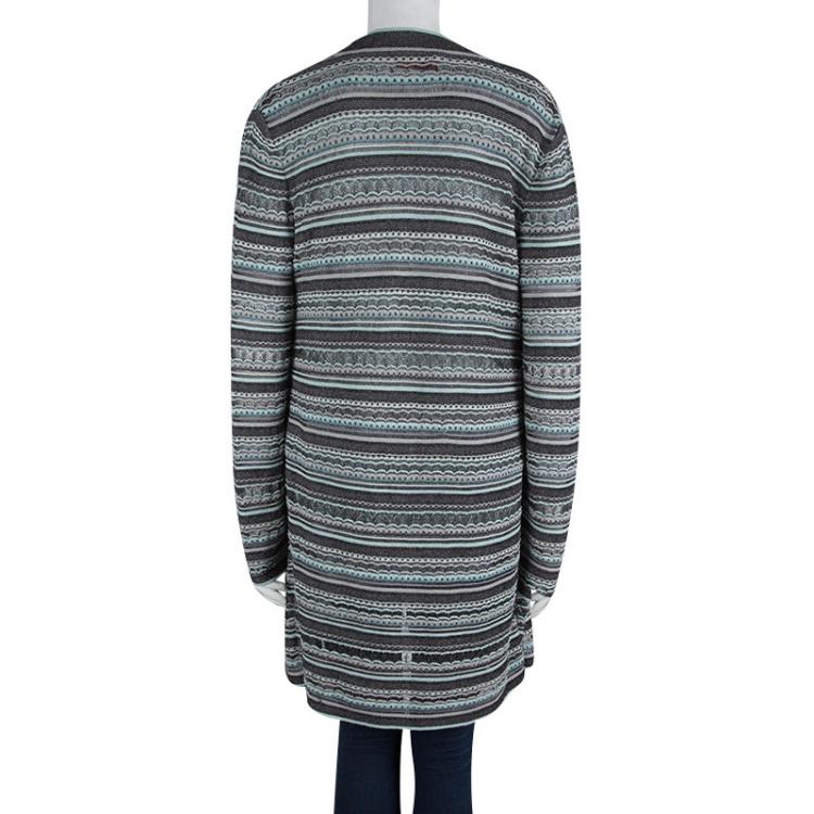 Pre Owned Missioni Multicolor Perforated Lurex Knit Top and Cardigan Set M/L