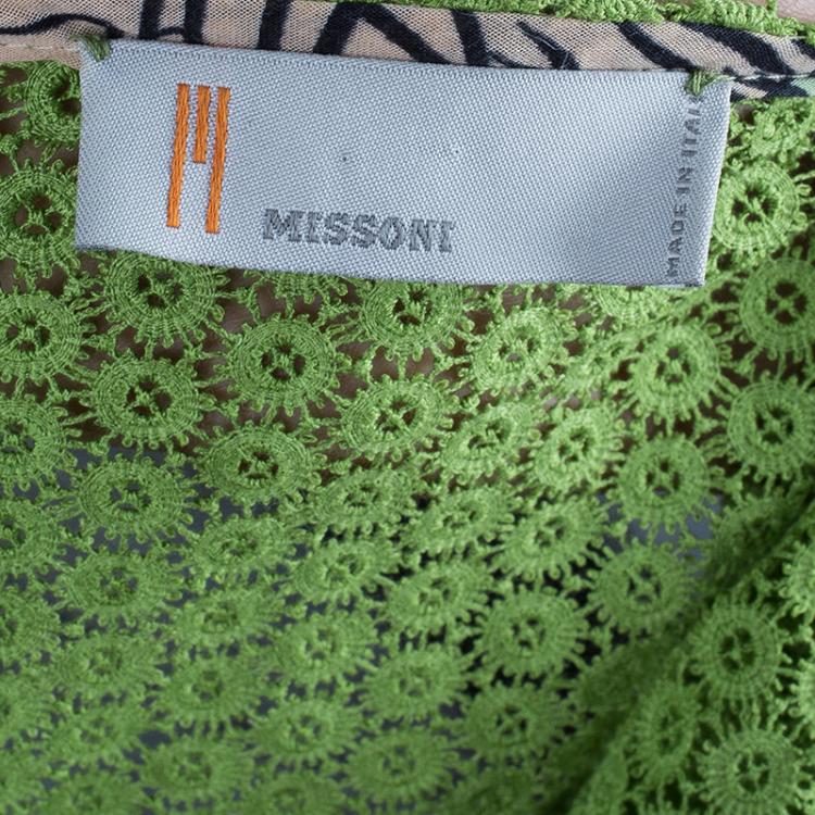 Pre Owned Missoni Green Knit Floral Halter Top L