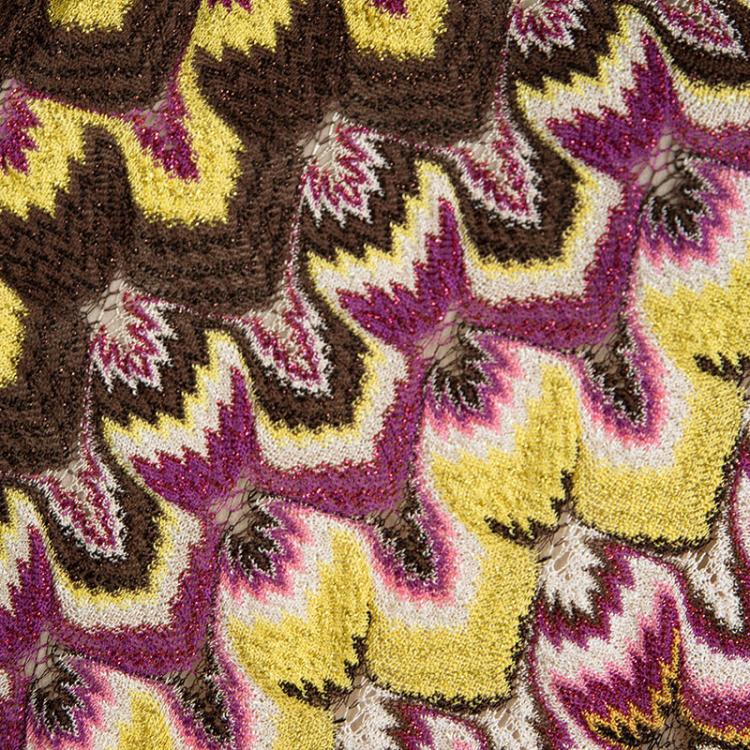 Pre Owned Missoni Multicolor Knit Ruffle Detail One Shoulder Dress S