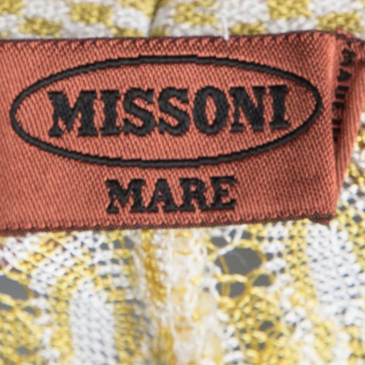 Pre Owned Missoni Mare Yellow Perforated Crochet Knit Elasticized Waist Pants M