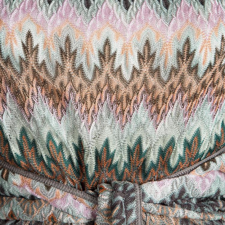 Pre Owned Missoni Mare Multicolor Perforated Knit Waist Tie Detail Cross Back Jumpsuit S