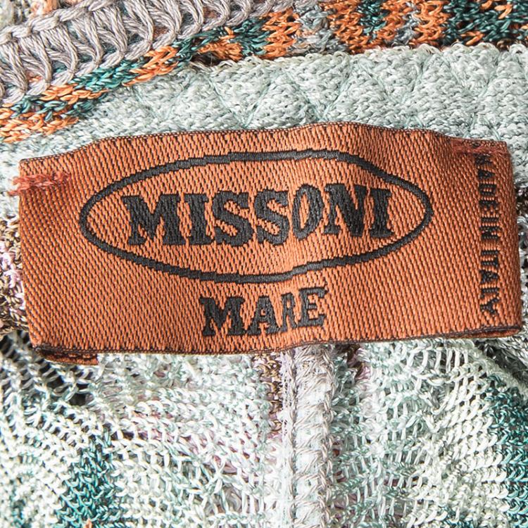 Pre Owned Missoni Mare Multicolor Perforated Knit Waist Tie Detail Cross Back Jumpsuit S