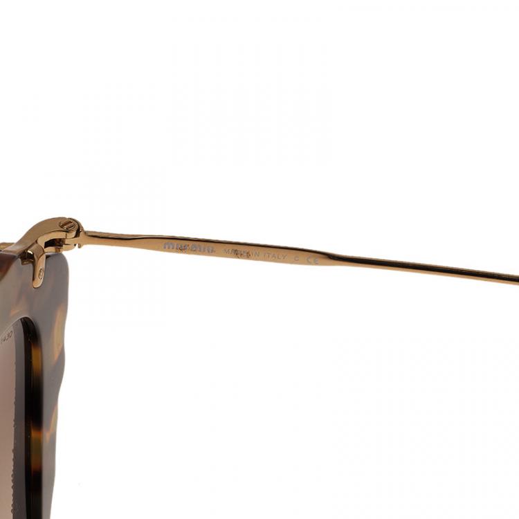 Pre Owned Miu Miu Tortoise SMU 04Q Embellished Cat Eye Sunglasses 