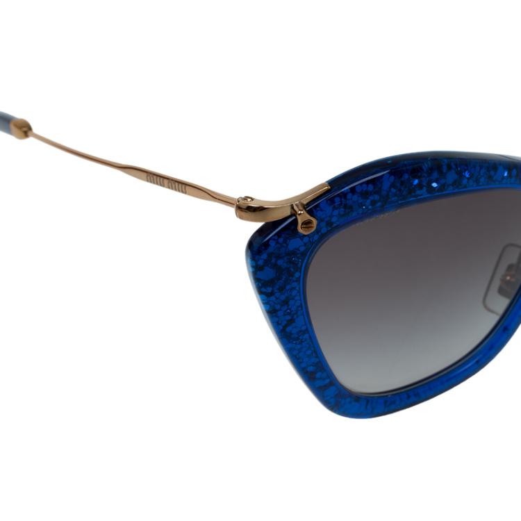 Pre Owned Miu Miu Blue Glitter SMU10N Cat Eye Sunglasses