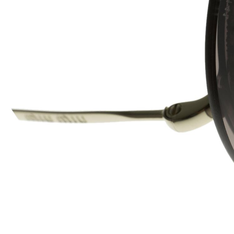 Pre Owned Miu Miu Black SMU 10R Glitter Round Sunglasses 