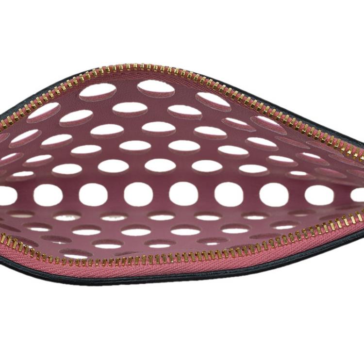 Pre Owned Miu Miu Pink Perforated Leather Wristlet Pouch