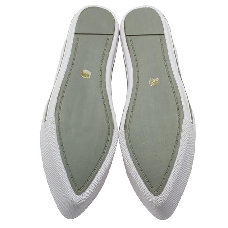 Pre Owned Miu Miu Two Tone Metallic Embossed Leather Platform Slip-on Sneakers Size 38