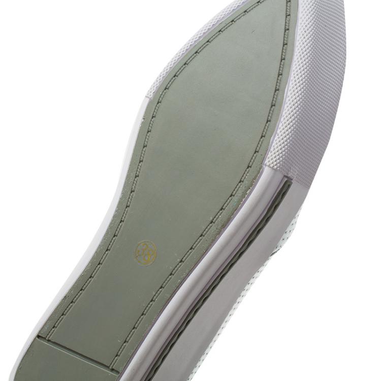 Pre Owned Miu Miu Two Tone Metallic Embossed Leather Platform Slip-on Sneakers Size 38