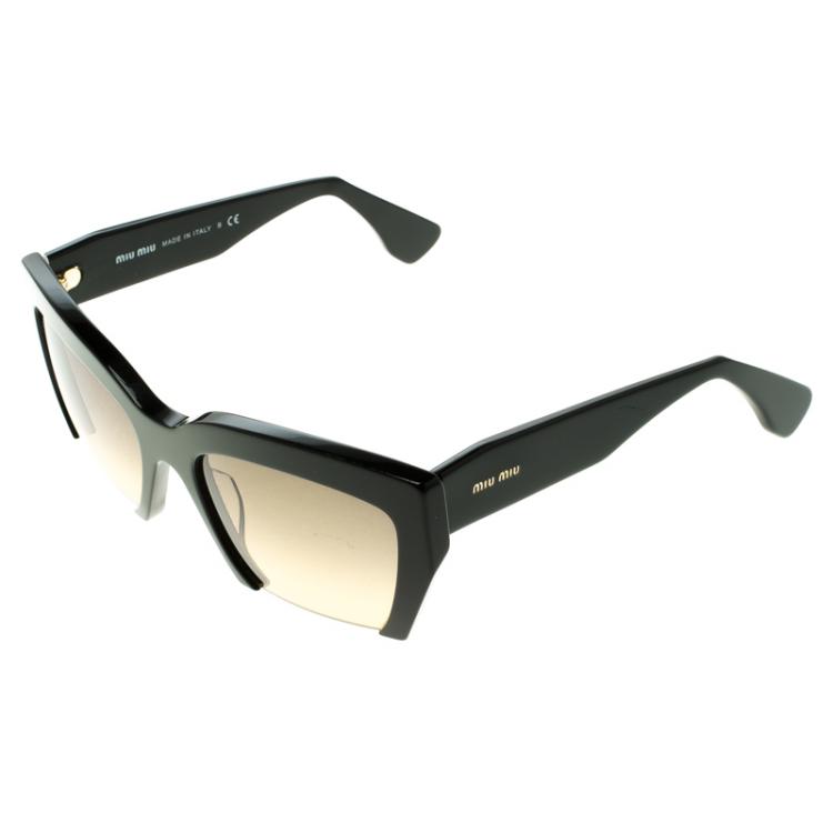Pre Owned Miu Miu Black/Brown SMU110S Rasoir Sunglasses