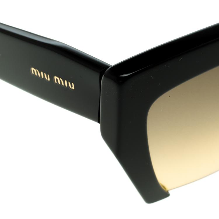Pre Owned Miu Miu Black/Brown SMU110S Rasoir Sunglasses