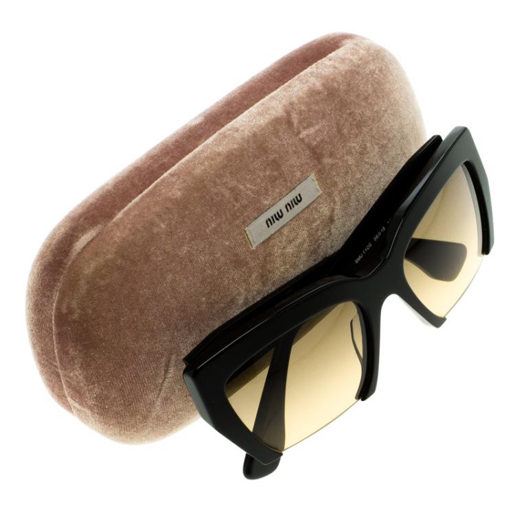 Pre Owned Miu Miu Black/Brown SMU110S Rasoir Sunglasses