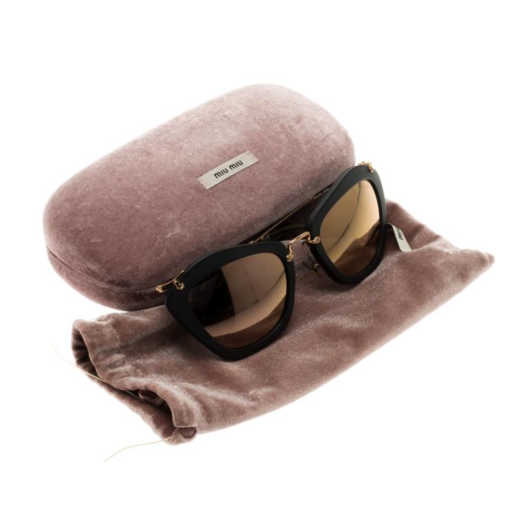 Pre Owned Miu Miu Gold SMU04Q Cat Eye Sunglasses