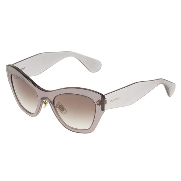 Pre Owned Miu Miu Grey Oversized Cat Eye Sunglasses