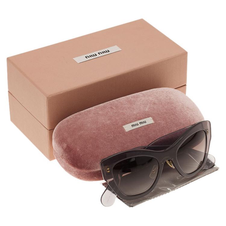 Pre Owned Miu Miu Grey Oversized Cat Eye Sunglasses