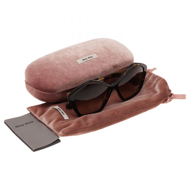 Pre Owned Miu Miu Tortoise Pentagon 2AU-6S1 Sunglasses 