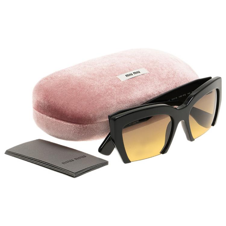 Pre Owned Miu Miu Black Rasoir Half Rim Sunglasses