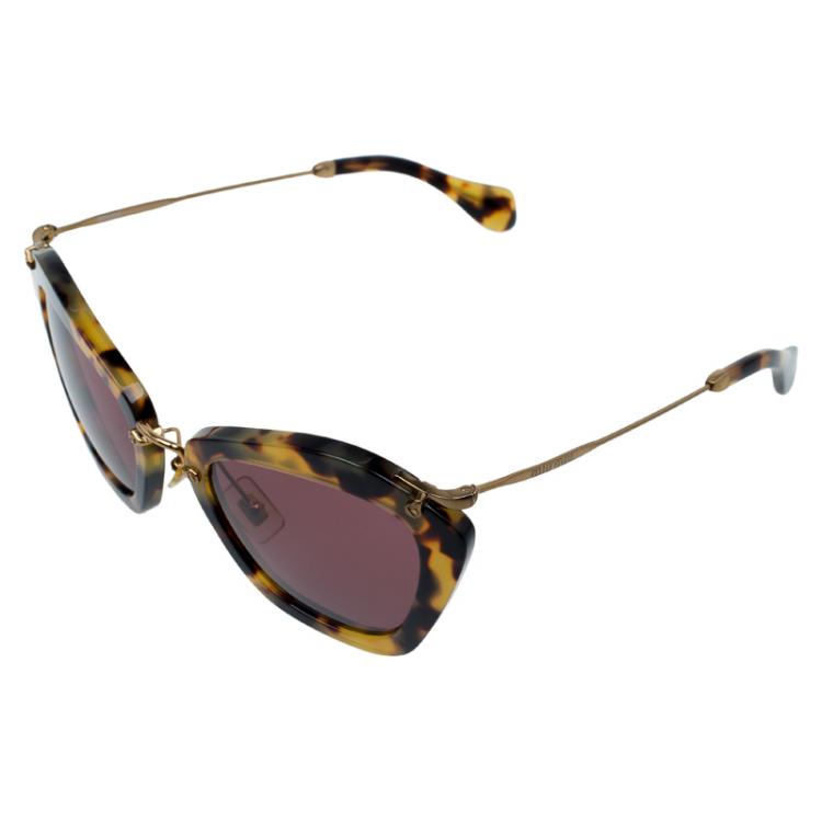 Pre Owned Miu Miu Tortoise Frame SMU10N Cat Eye Sunglasses 