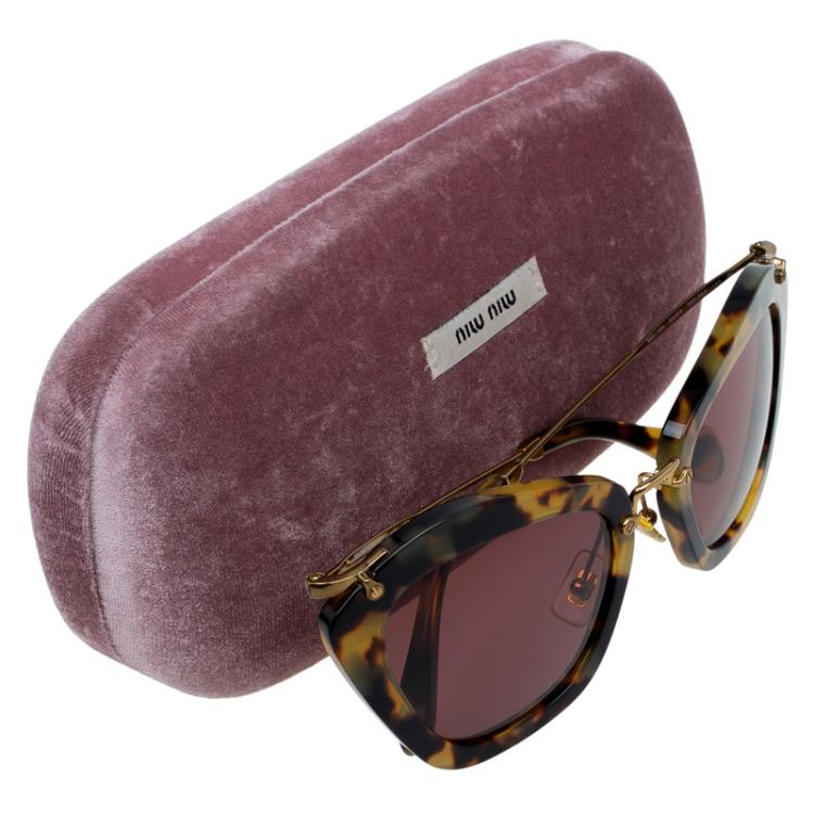 Pre Owned Miu Miu Tortoise Frame SMU10N Cat Eye Sunglasses 
