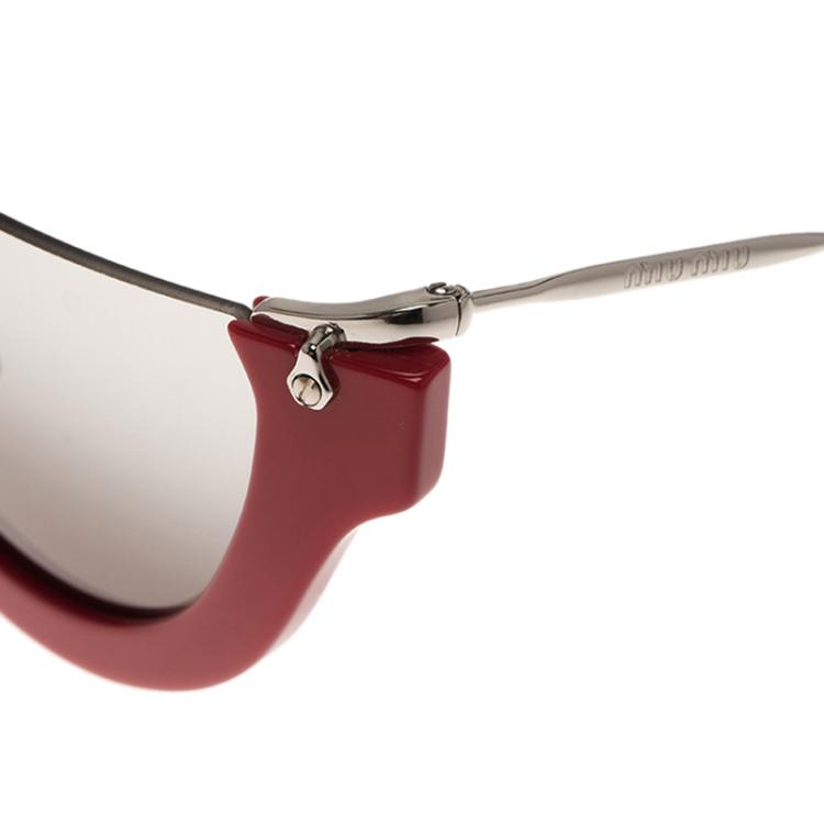 Pre Owned Miu Miu Red SMU11Q Semi Rimless Wink Cat Eye Sunglasses