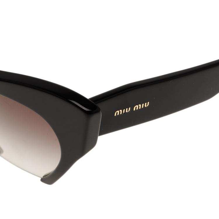 Pre Owned Miu Miu Black SMU 10OS Semi Rimless Cat Eye Sunglasses