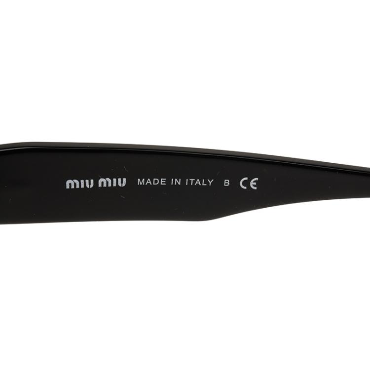 Pre Owned Miu Miu Black SMU 10OS Semi Rimless Cat Eye Sunglasses