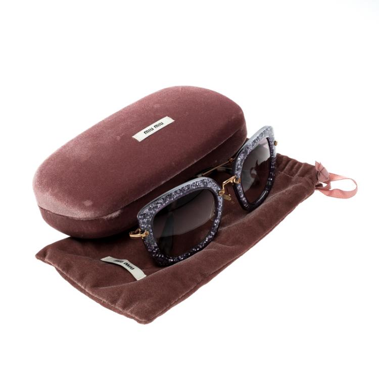 Pre Owned Miu Miu Purple Glitter SMU070 Cat Eye Sunglasses