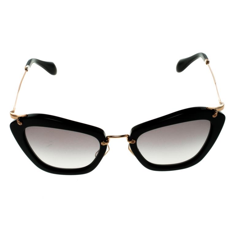 Pre Owned Miu Miu Black SMU10N Cat Eye Sunglasses