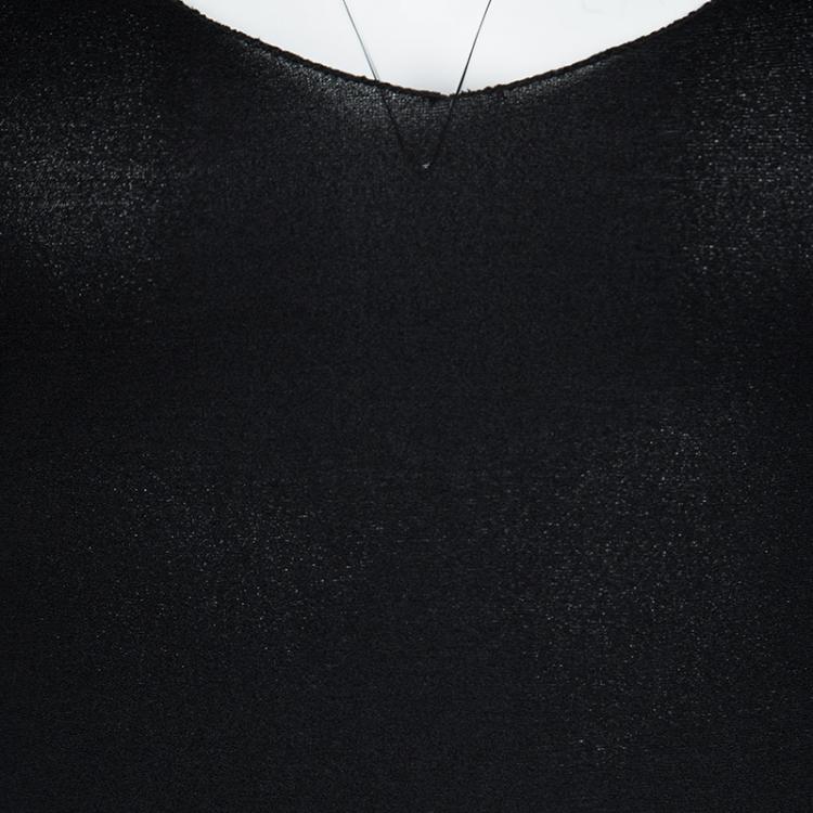 Pre Owned Miu Miu Black Crepe Tie Detail Sleeveless Dress M