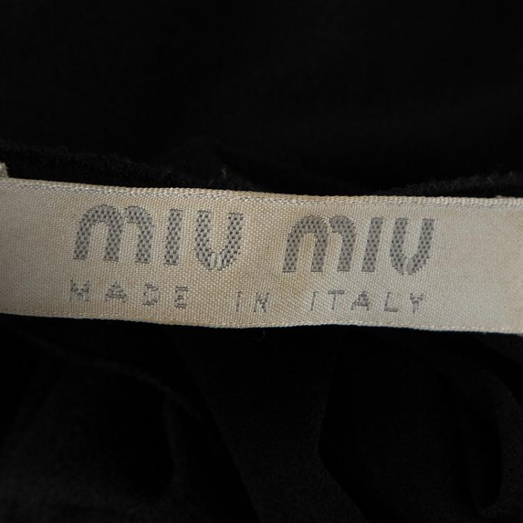 Pre Owned Miu Miu Black Crepe Tie Detail Sleeveless Dress M
