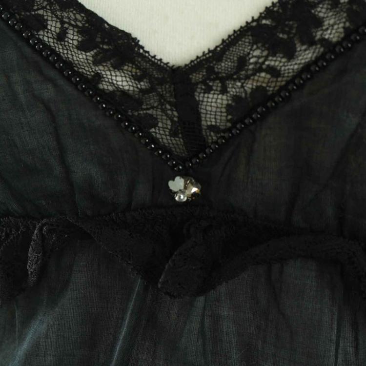 Pre Owned Miu Miu Black Sheer Lace Strappy Top S