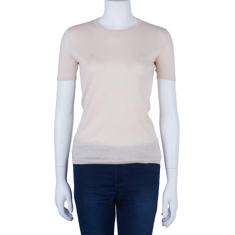 Pre Owned Miu Miu Beige Knit Top S