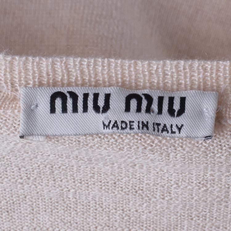 Pre Owned Miu Miu Beige Knit Top S