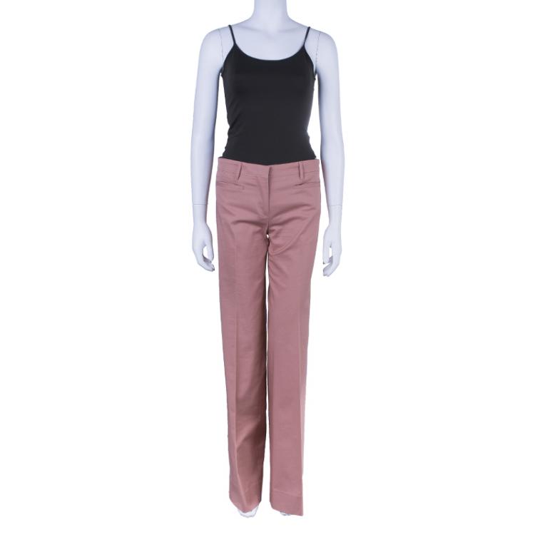 Pre Owned Miu Miu Peach Wide Leg Trousers M