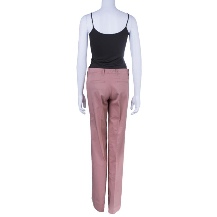 Pre Owned Miu Miu Peach Wide Leg Trousers M