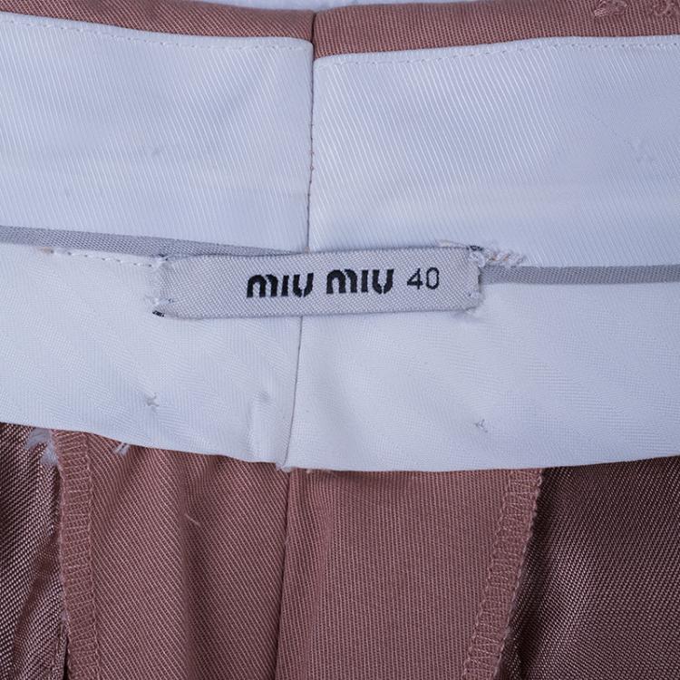 Pre Owned Miu Miu Peach Wide Leg Trousers M