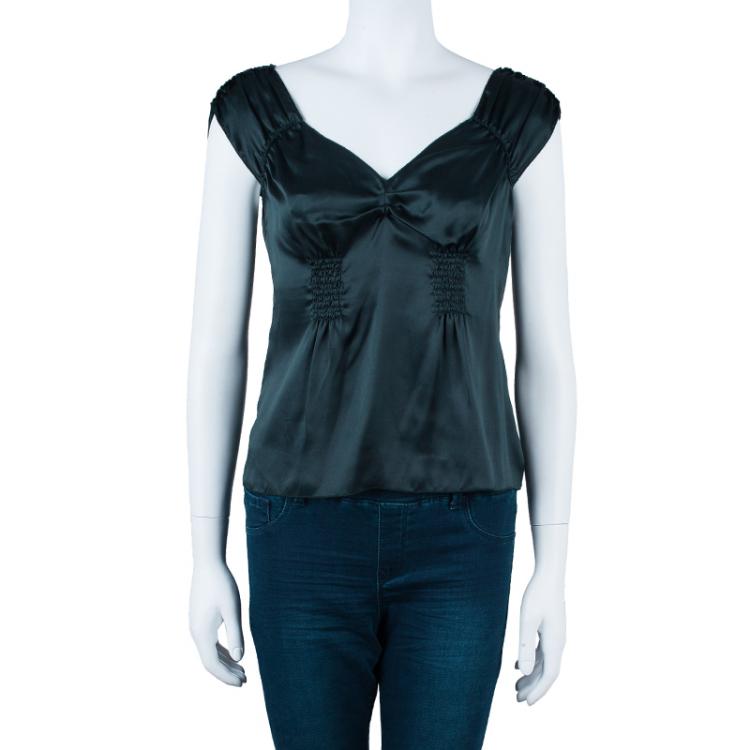 Pre Owned Miu Miu Black Satin Top M