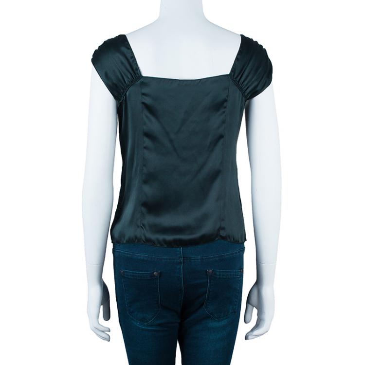 Pre Owned Miu Miu Black Satin Top M
