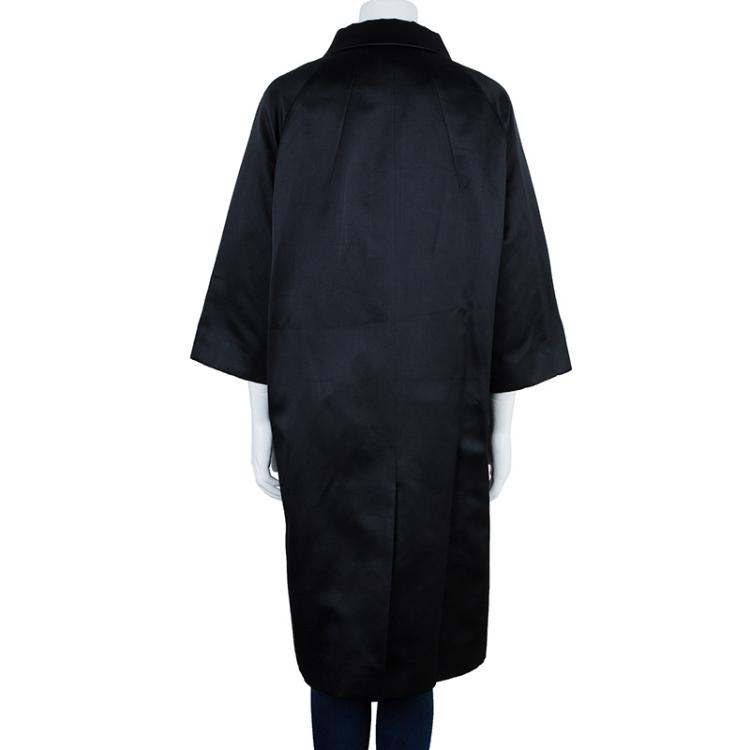 Pre Owned Miu Miu Black Satin Runway Coat M