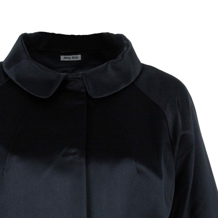 Pre Owned Miu Miu Black Satin Runway Coat M
